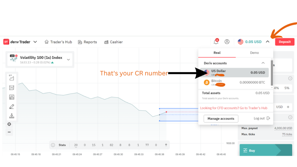 How To Deposit Via Deriv Payment Agent: USD CR number